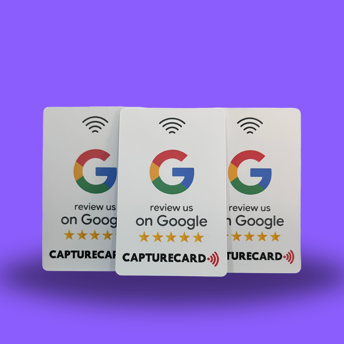 Three NFC Google Review Cards